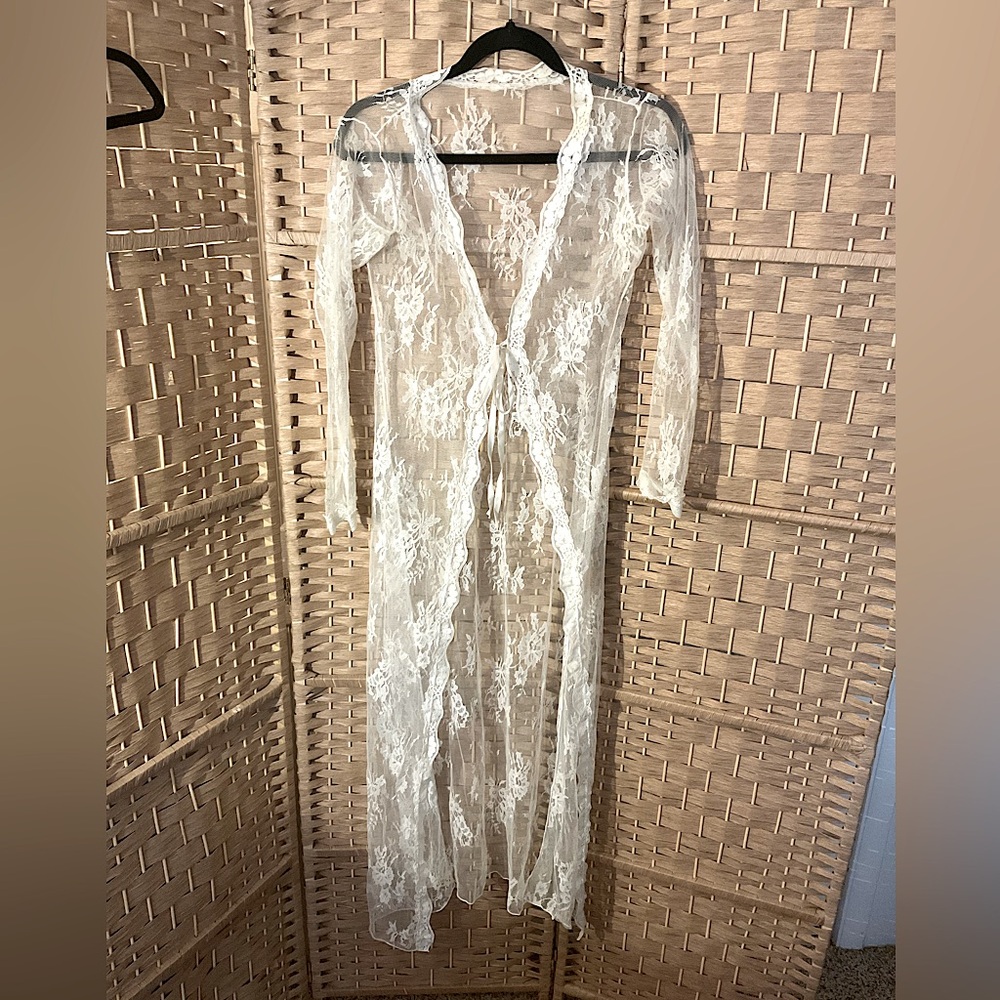 Sheer Lace Long Cardigan - Picture 1 of 7